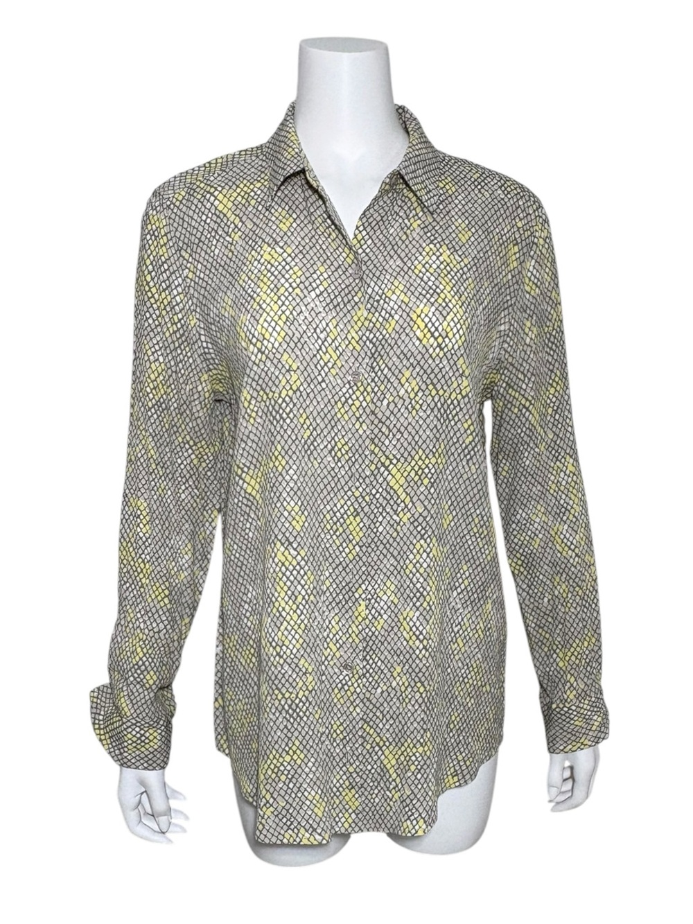 Equipment Femme Womens Snakeskin Print Button-Down Shirt Beige Size Large